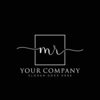 MR Initial handwriting minimalist logo vector