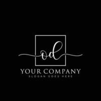 OD Initial handwriting minimalist logo vector