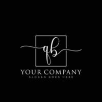 QB Initial handwriting minimalist logo vector
