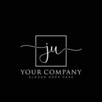 JU Initial handwriting minimalist logo vector