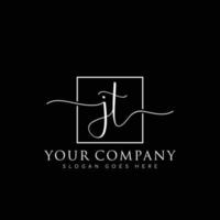 JT Initial handwriting minimalist logo vector