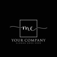 MC Initial handwriting minimalist logo vector