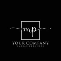 MP Initial handwriting minimalist logo vector