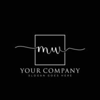 MW Initial handwriting minimalist logo vector