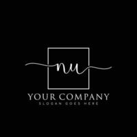 NU Initial handwriting minimalist logo vector