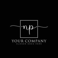 NP Initial handwriting minimalist logo vector
