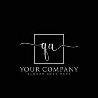 QA Initial handwriting minimalist logo vector