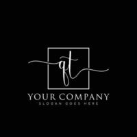 QT Initial handwriting minimalist logo vector