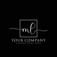 ML Initial handwriting minimalist logo vector