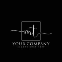 MT Initial handwriting minimalist logo vector