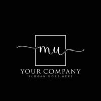 MU Initial handwriting minimalist logo vector