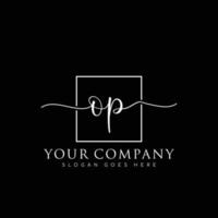 OP Initial handwriting minimalist logo vector