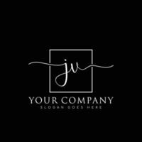 JV Initial handwriting minimalist logo vector