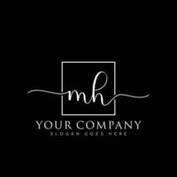 MH Initial handwriting minimalist logo vector