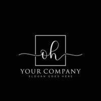 OH Initial handwriting minimalist logo vector