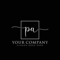 PA Initial handwriting minimalist logo vector