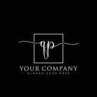 QP Initial handwriting minimalist logo vector