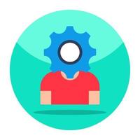 Gear on avatar head symbolizing concept of manager icon vector