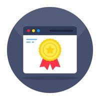 Editable design icon of awarded website vector