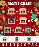 hoja de trabajo del juego de matemáticas chimenea y hogar navideño vector
