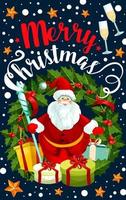 Merry Christmas holiday Santa vector greeting card