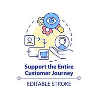 Support entire customer journey concept icon. People first mindset abstract idea thin line illustration. Isolated outline drawing. Editable stroke. vector