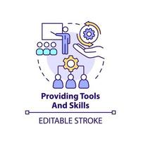 Providing tools and skills concept icon. Digital first business strategy abstract idea thin line illustration. Isolated outline drawing. Editable stroke. vector