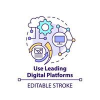 Use leading digital platforms concept icon. Digital first strategy abstract idea thin line illustration. Isolated outline drawing. Editable stroke. vector