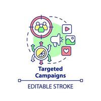 Targeted campaigns concept icon. Personalized content. Digital first advantages abstract idea thin line illustration. Isolated outline drawing. Editable stroke. vector