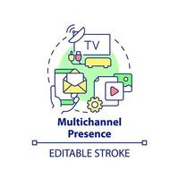 Multichannel presence concept icon. Online platforms. Digital first advantages abstract idea thin line illustration. Isolated outline drawing. Editable stroke. vector