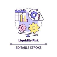 Liquidity risk concept icon. Risk category abstract idea thin line illustration. Poor financial condition. Cash flow. Isolated outline drawing. Editable stroke. vector