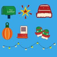 colección de elementos navideños de diseño vectorial para saludar a christimas y feliz año nuevo y otros diseños vector