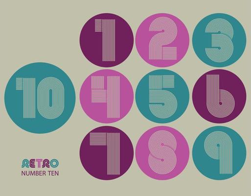 Retro stripes funky numbers set
