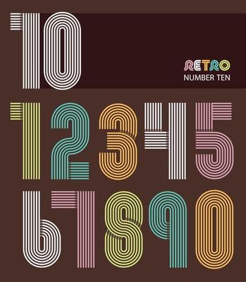 Retro stripes funky numbers set