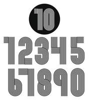 Retro stripes funky numbers set vector