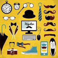 Hipster set icon background vector