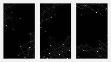 Minimal vertical design with a white dot network with black background. Vector horizontal template for banners, invitations, minimal posts, posters, certificates, and related about background.