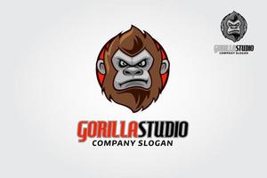 gorila estudio vector logo ilustración. gran plantilla de logotipo de estudio de gorilas para su empresa.