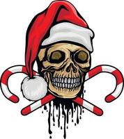 Xmas sign with skull, grunge vintage design t shirts vector