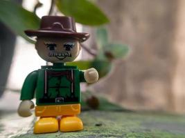 October 2022, Jakarta Indonesia, minifigure toy portrait photo with blur background