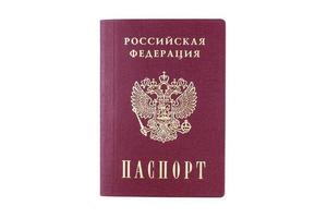 Russian passport on white background photo