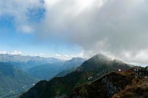 Rope bridge in Sochi mountains photo