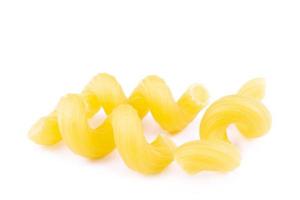Cellentani pasta on white background photo