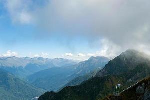 Rope bridge in Sochi mountains photo