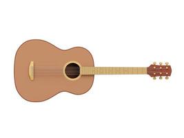 Realistic acoustic guitar, front view. 3D rendering. Icon on white background. photo