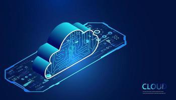 tecnología de nube abstracta con big data y conexión de concepto de información mediante la recopilación de datos en la nube con grandes sistemas de almacenamiento de datos en antecedentes de alta tecnología. vector