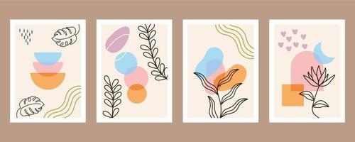 Abstract shape and leaf boho modern minimalist clipart vector