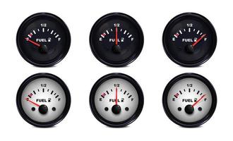 Vector realistic, 3D set of fuel level indicators in the car.