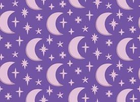 Seamless pattern with moon and stars. Beautiful texture in cartoon style. vector