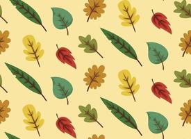 Seamless pattern with different leaves. Beautiful nature texture in cartoon style. vector